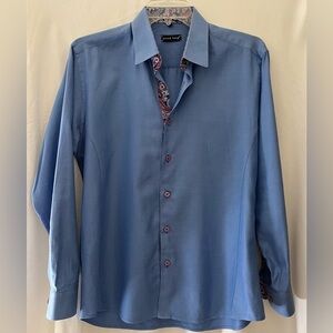 JARED LANG Men’s medium blue, long sleeved, button down, dress shirt.